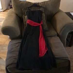 Long formal dress black with red sash